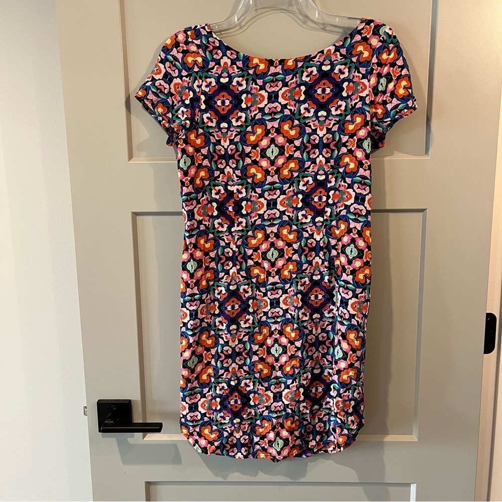 Yumi Kim Size Small Geometric 100% Silk Mini Dress Back Zipper Lined Colorful